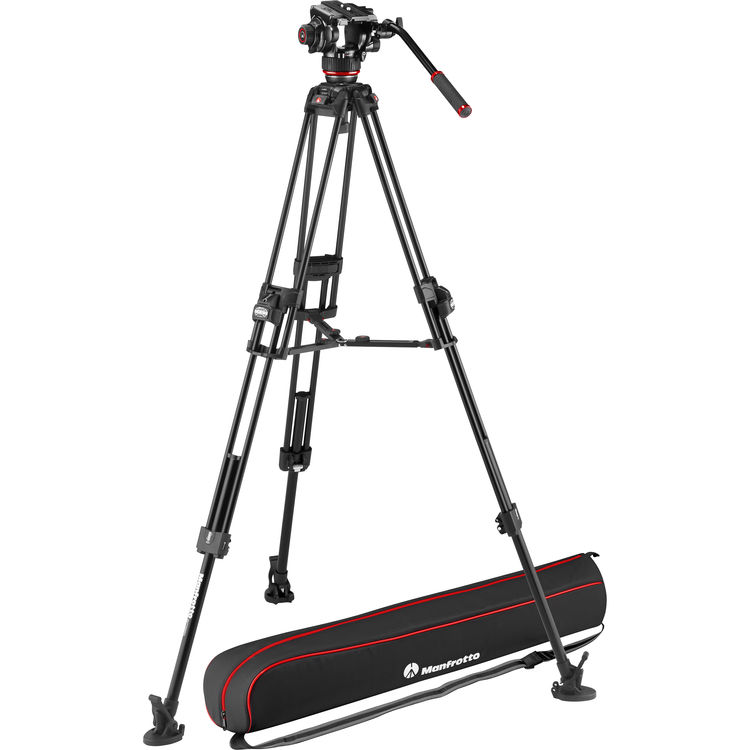 Manfrotto 504X Fluid Video Head & 645 FAST Aluminum Tripod with Mid-Level Spreader KIT
