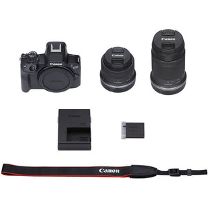 Canon EOS R50 með RF-S 18-45MM og RF-S 55-210MM linsum