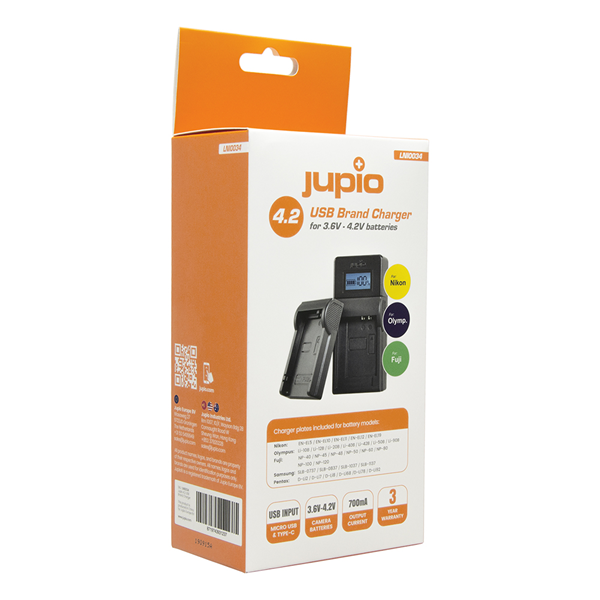 Jupio Nikon, Olympus, Fuji USB Brand Charger 4.2